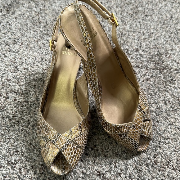 Stuart weitzman snake print leather sandals size 7.5 summer - Picture 8 of 12